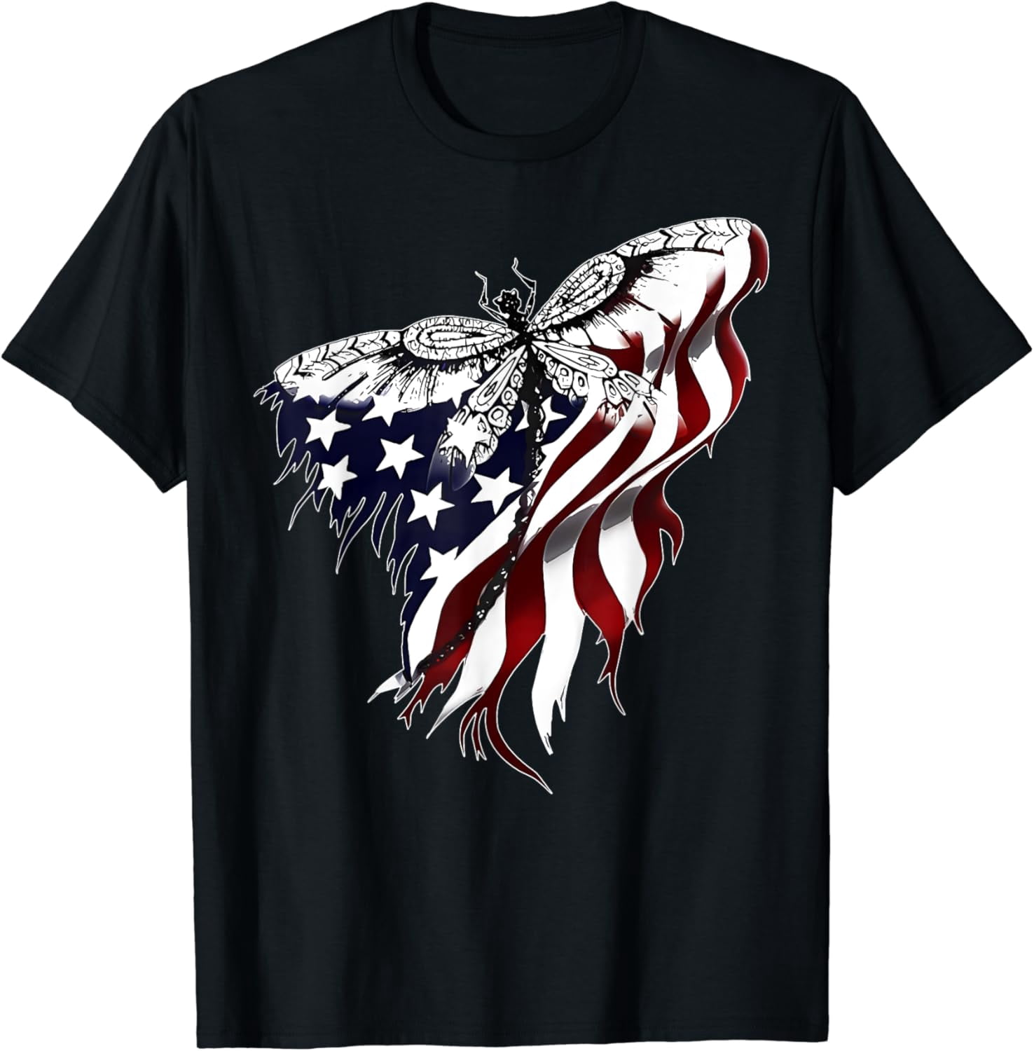 American Flag Dragonfly 4Th Of July Red White Blue T Shirt - Walmart.com