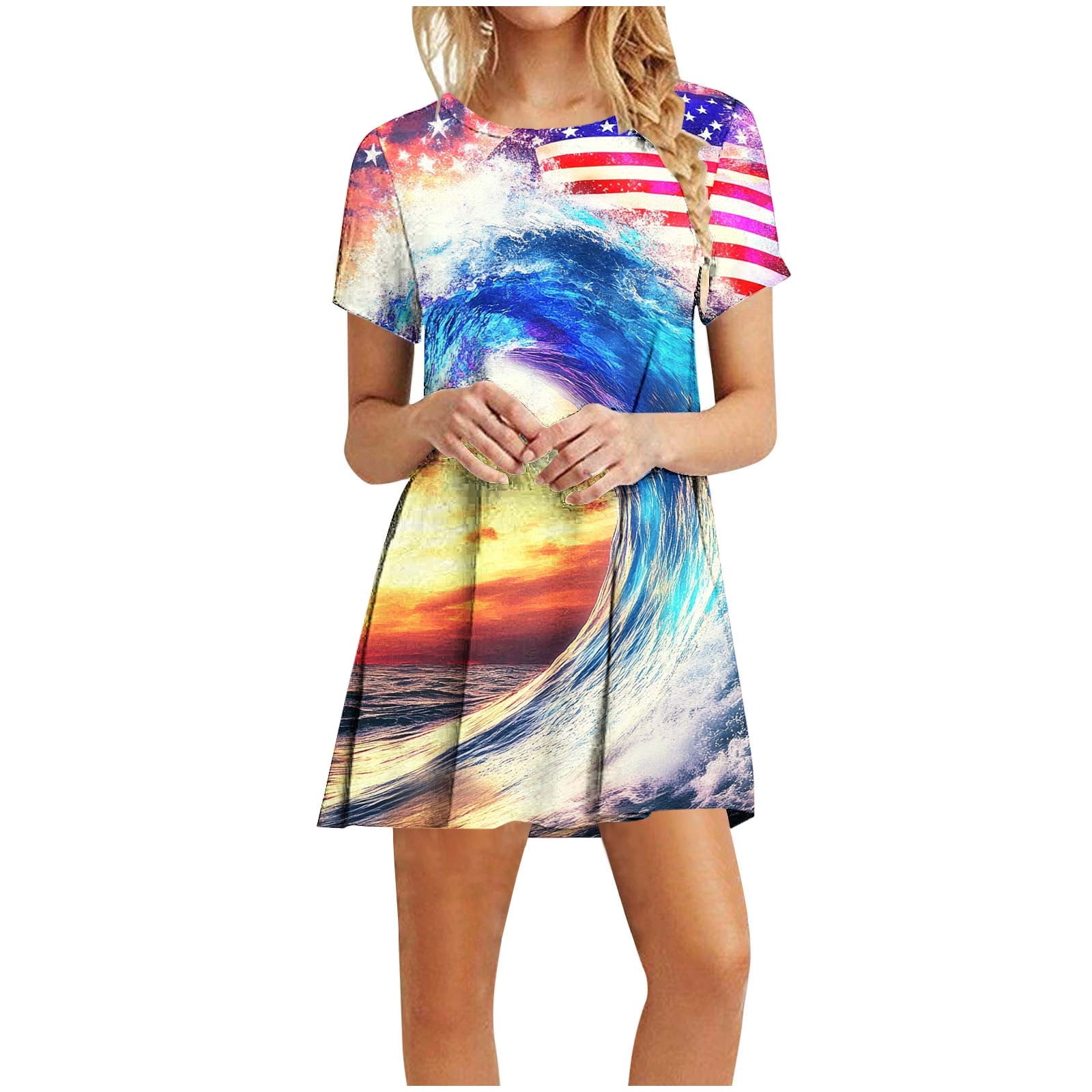 USA Midi Flag Pattern Women Casual Dress main image 1