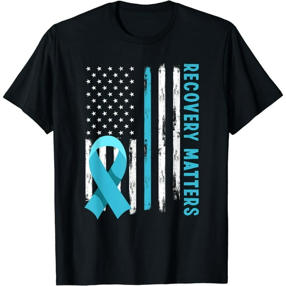 American Flag Drug Alcohol Addiction Recovery Awareness T-Shirt