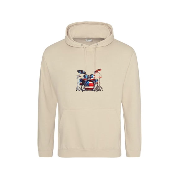 American Flag Drum Drumset 4th July USA Patriotic Drummer Music Fan Gift Hoodie Unisex, up to 5XL