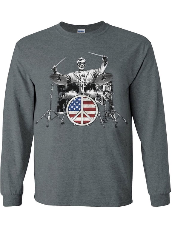 American Flag Drum Kit Musician Gifts T-shirt Long Sleeve Mens