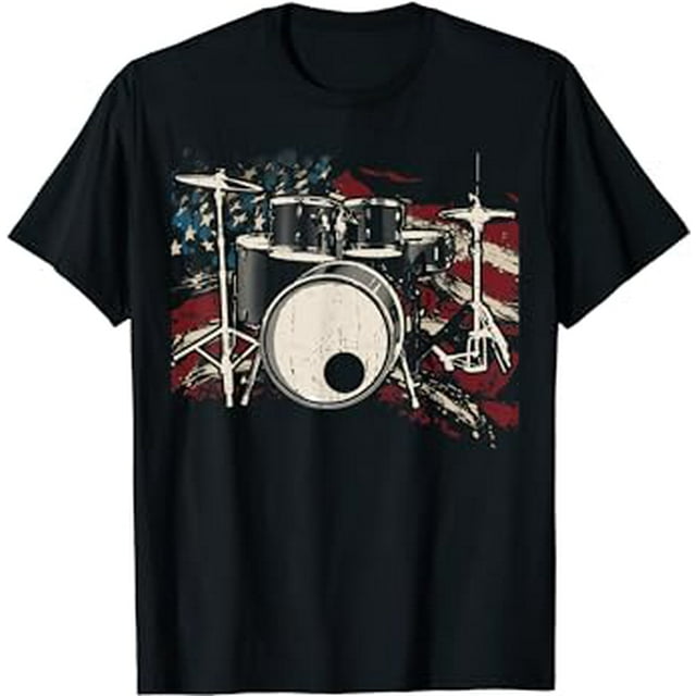 American Flag Drum Set 4th Of July For Patriotic Drummer T-shirt 