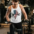thumbnail image 1 of American Flag Dumbbells - Men’s Premium Top Tank, 1 of 9