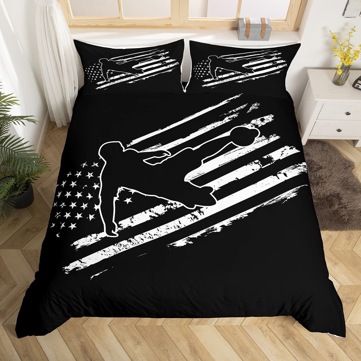 American Football Pattern Print Duvet Cover Bedding Set