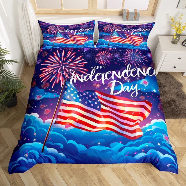 American Flag Duvet Cover Set Independence Day Comforter Cover,Fourth