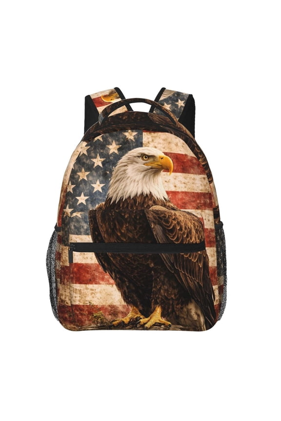 American Flag Eagle Backpack Lightweight Travel Bag for Men and Women
