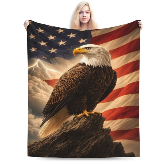 American Flag Eagle Blanket US Flag Gfits for Men Women Stars United States Flag Independence Day Patriotic Decor Dad Husband Son Christmas Throw Blankets 50x40