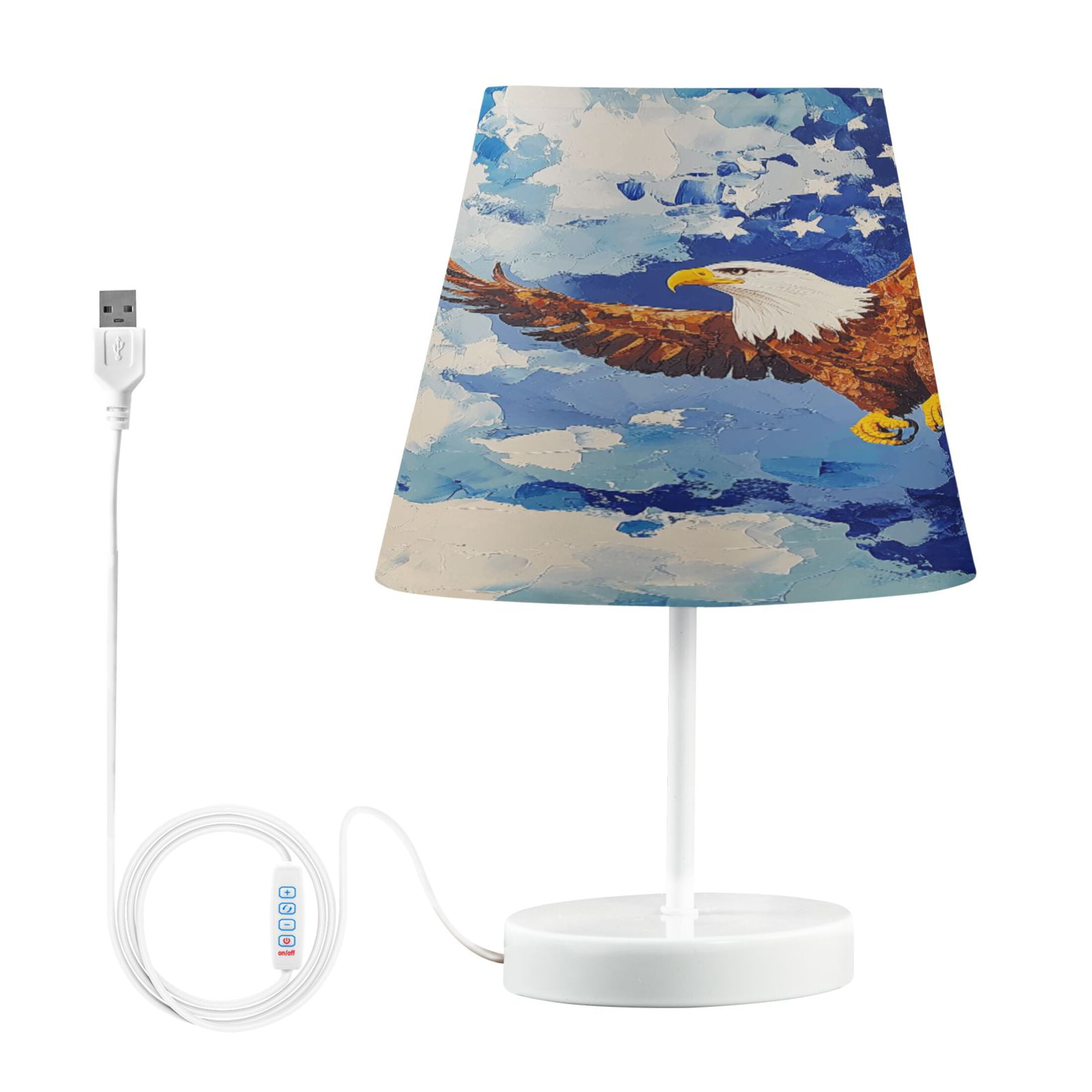 American Flag Eagle Clouds Desk Lamp LED Table Nightstand Lamps with 3 Color Temperatures for ...