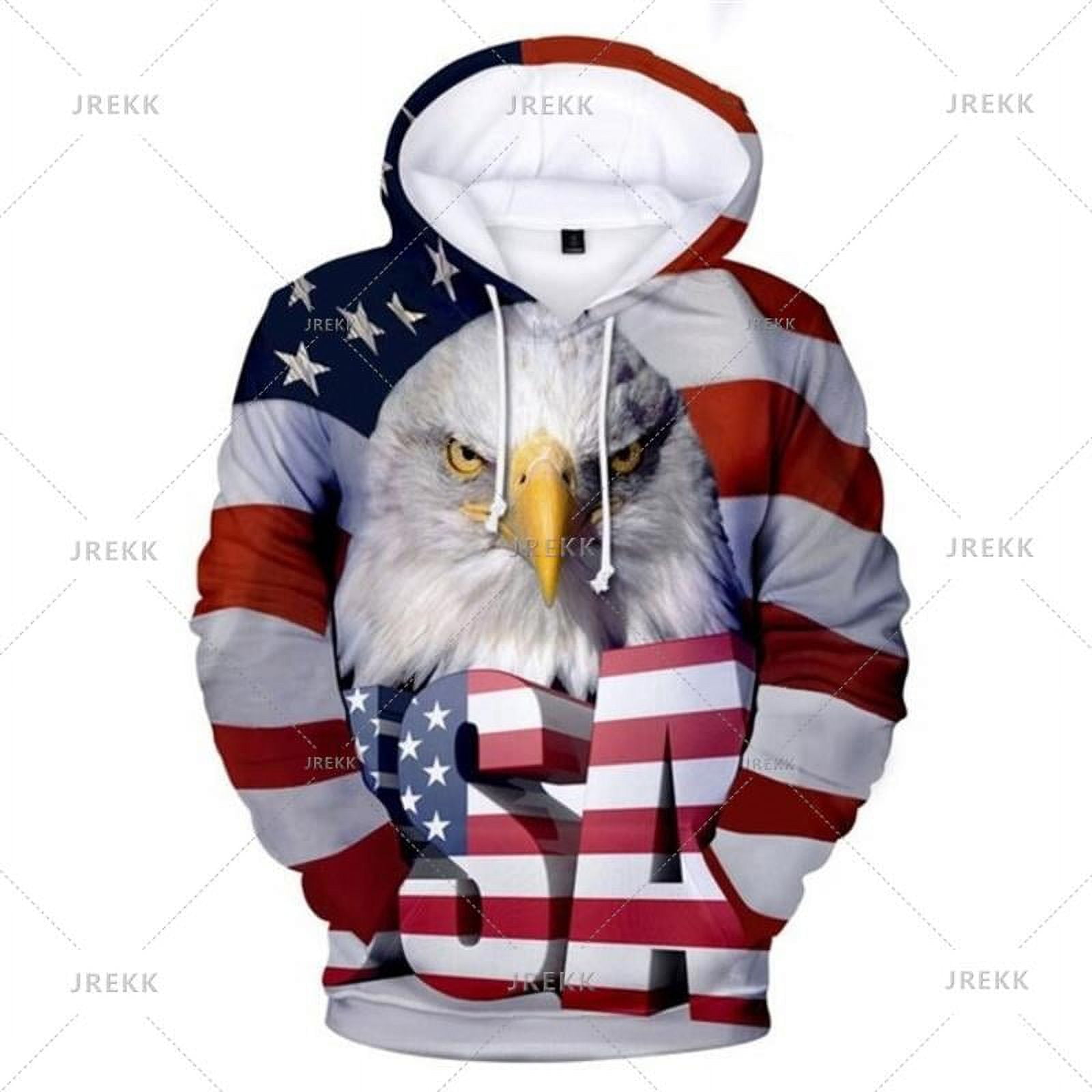 American Flag Eagle Hoodies 3D Print Retro Statue of Liberty Sports