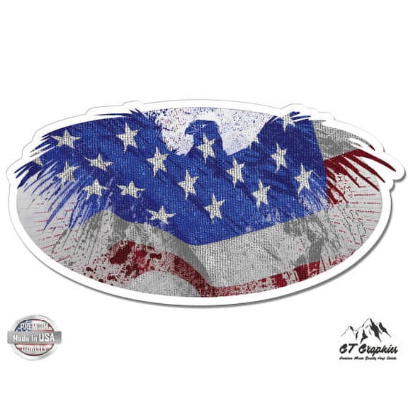 American Flag Eagle Jeans Texture - 3" Vinyl Sticker - For Car Laptop I-Pad Phone Helmet Hard Hat - Waterproof Decal