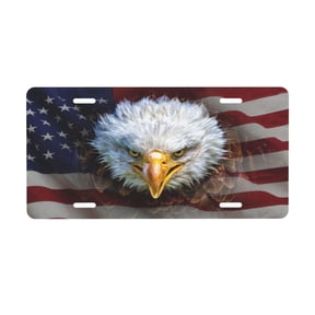 American Flag Eagle License Plate Front Metal Car Plate 6×12 Inch Aluminum Noverlty License Plate Decorative Car Vanity Tag Plates Gifts