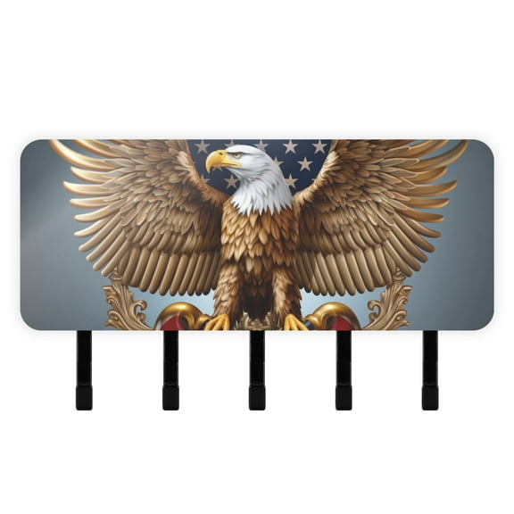 American Flag Eagle Mail Holder Organizer Wall Mount with Shelf Key Holder Key Rack with 5 Key Hooks for Wall Decorative