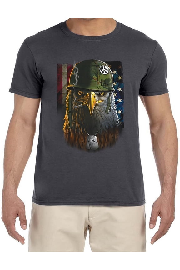 American Flag Eagle Military Gear T-shirt Mens Graphic Tees Clothing Apparel