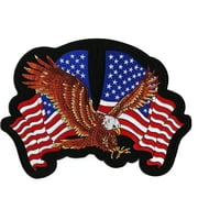 American Flag Eagle Patch 12" | Patriotic Veteran US Military Large Embroidered Iron On - by Nixon Thread Co.