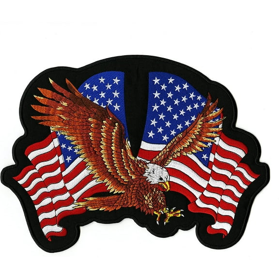 American Flag Eagle Patch 12" | Patriotic Veteran US Military Large Embroidered Iron On - by Nixon Thread Co.