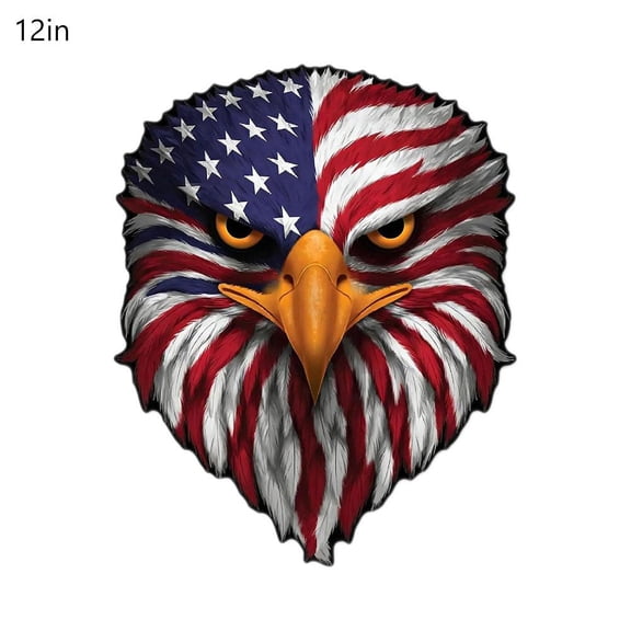 American Flag Eagle Reflective Car Window Decal - 12in Vinyl Sticker