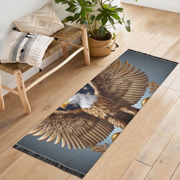 American Flag Eagle Runner Rug Machine Washable Area Rugs Carpet Non Slip Entryway Mat for Bedroom Entryway Front Door