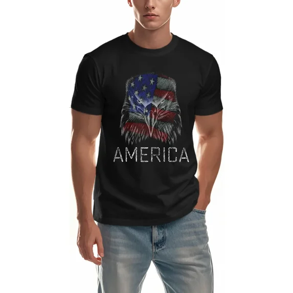 American Flag Eagle Shirt Men's 1776 July Patriotic T Shirt 4th of July Tees USA Flag Shirt