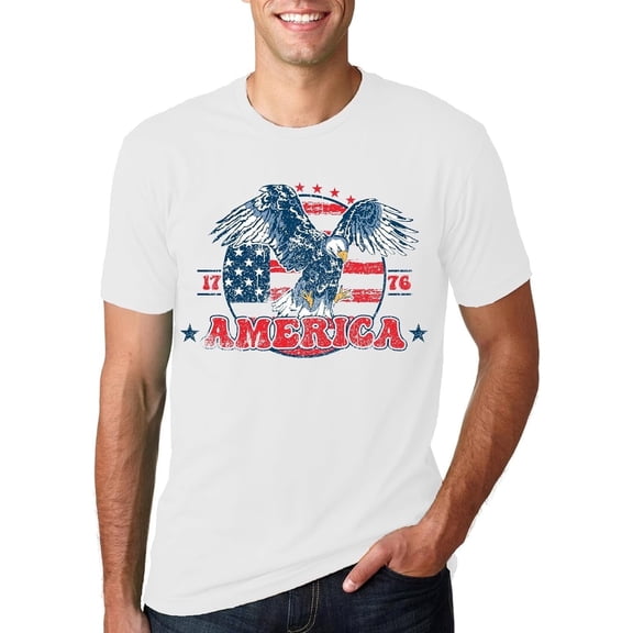 American Flag Eagle Shirt Men's 1776 July Patriotic T Shirt 4th of July Tees USA Flag Shirt