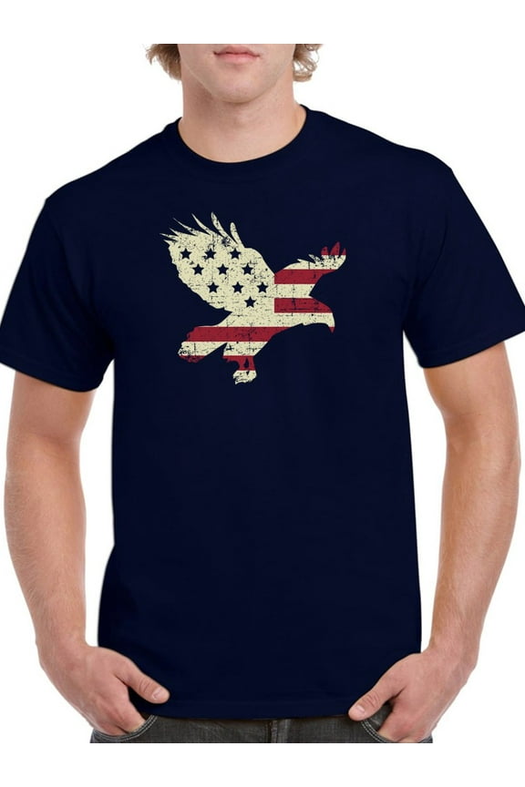 American Flag Eagle T-Shirt Men -Smartprints Designs, Male Large