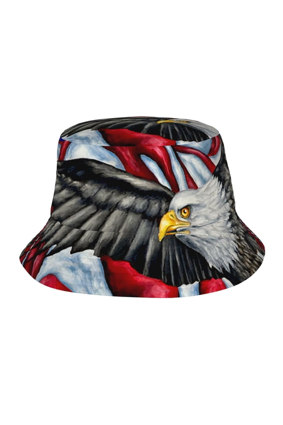 American Flag With Eagle Unisex Bucket Hat, Upf 50+ Sun Protection, Packable & Foldable Fisherman Hat For Men & Women, Lightweight Uv Sun Hat For Beach, Fishing, Hiking, Camping