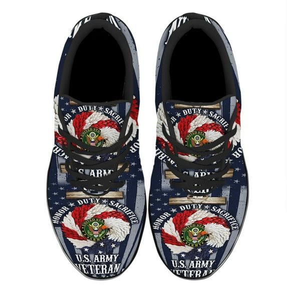 American Flag Eagle Wreath With U S Air Force Shoes Women's Fashion Sneakers Tennis Running Shoes for Men Women Black Size 12