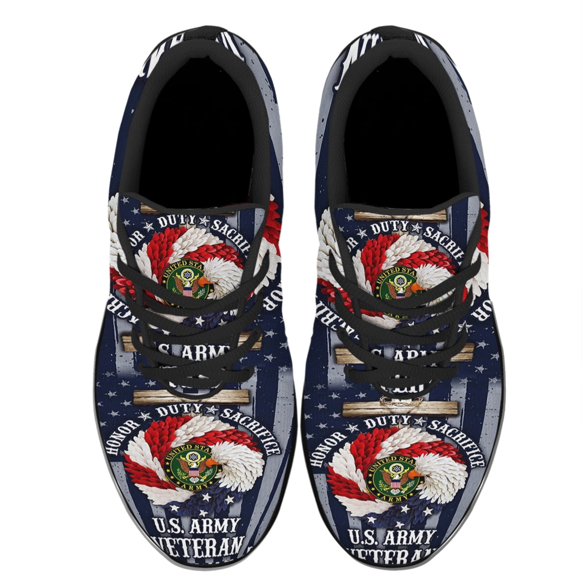 American Flag Eagle Wreath With U S Air Force Shoes Women's Fashion Sneakers Tennis Running Shoes for Men Women Black Size 8.5