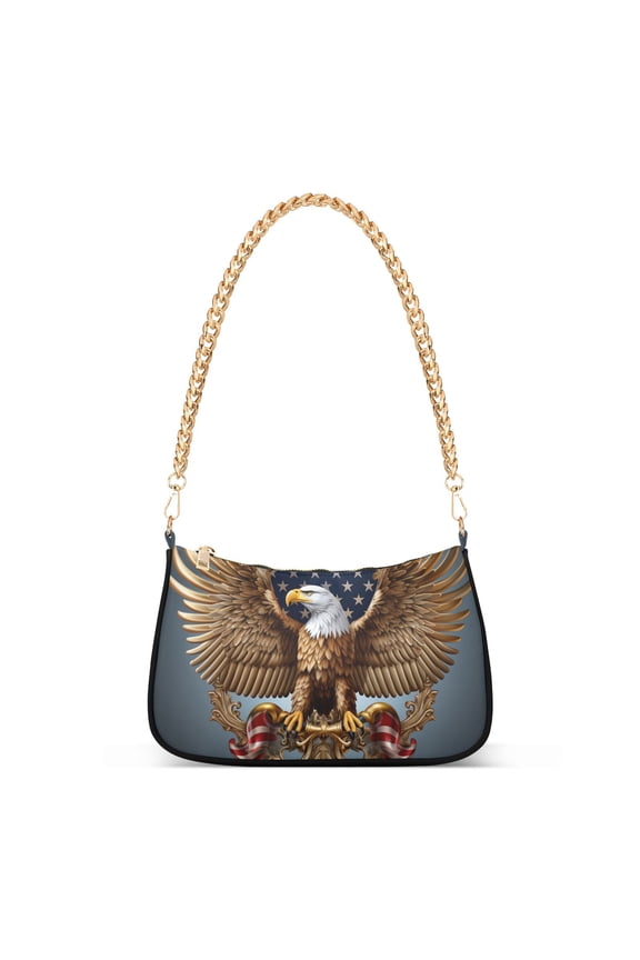 American Flag EagleWomen Small Shoulder Bag Crossbody Tote Hobo Bags Purse Clutch Handbags with Chain Strap for Women