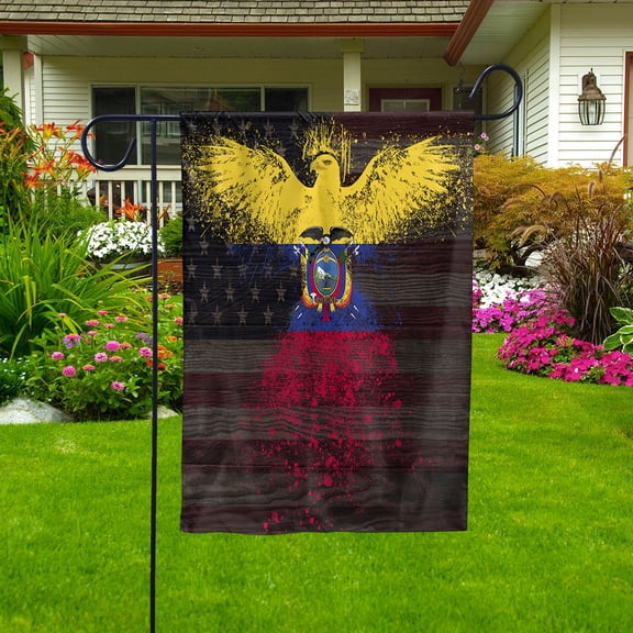 American Flag- Ecuadorian Flag Ecuador US Friendship Forever July 4 Decoration Garden Flag (11.5x17.5) Double Sided-USA Flags Premium Polyester-Decorative Indoor Outdoor Flag