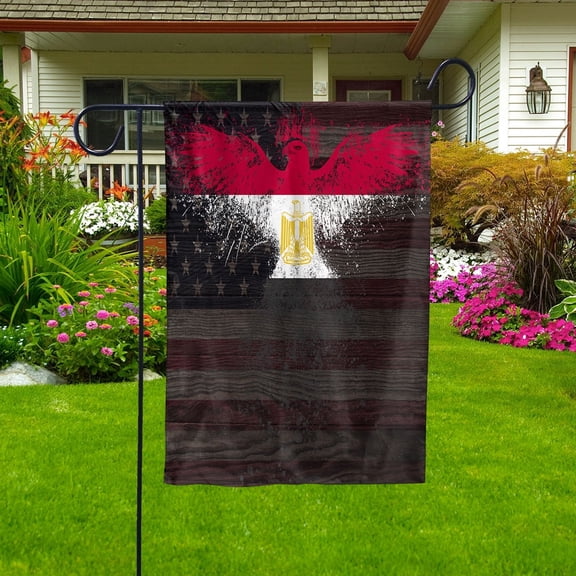 American Flag- Egyptian Flag Egypt US Friendship Forever July 4 Decoration Garden Flag, Double-Sided Decorative Outdoor Flag, Patriotic Polyester Yard Flag 12 x 18 in