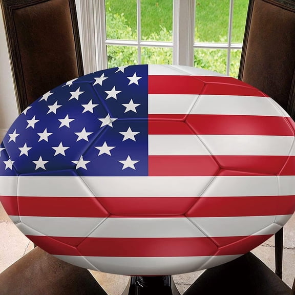 American Flag Elastic Tablecloth, Bless America Flag Holiday Table Cloth, Polyester Table Protector for Kitchen Table, Picnics, Parties, Tablecloth Size 60"(Fit for 48.2"-52.1" Table), Type 19