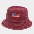 thumbnail image 1 of American Flag Embroidered Fishing Hat for Women Men Washed Retro Bucket Hat Basin Hat Summer Sun Hat Independence Day Denim Fisherman Hat Easy to Carry Daily Casual Cap Lightweight Hat, 1 of 4