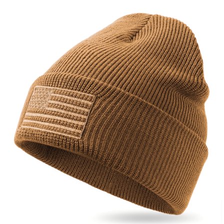 American Flag Embroidered Knit Cuffed Beanie for Men Women Tactical Winter Warm Hat