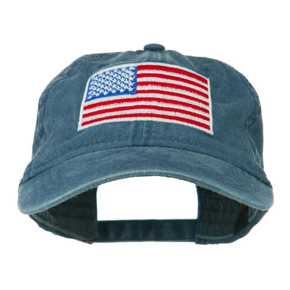 American Flag Embroidered Washed Cap - Navy OSFM
