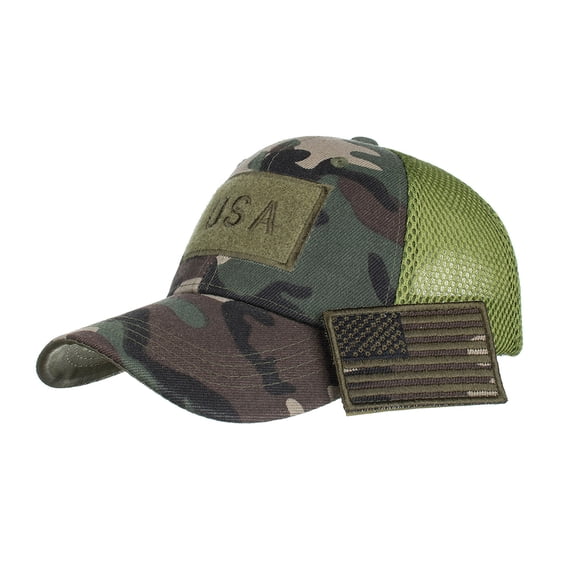 American Flag Embroidered Washed Cotton Baseball Cap Camouflage Baseball Cap Outdoor Men Adjustable Sun Mesh Peaked Hat