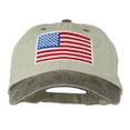 thumbnail image 1 of American Flag Embroidered Washed Two Tone Cap - Beige Brown OSFM, 1 of 5