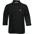 thumbnail image 1 of American Flag Embroidery Personalised Unisex Long Sleeve Black Color Chef Coat Uniform Jacket for Food Service and Bakers Size L, 1 of 2