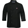 thumbnail image 1 of American Flag Embroidery Personalised Unisex Long Sleeve Black Color Chef Coat Uniform Jacket for Food Service and Bakers Size XL, 1 of 2