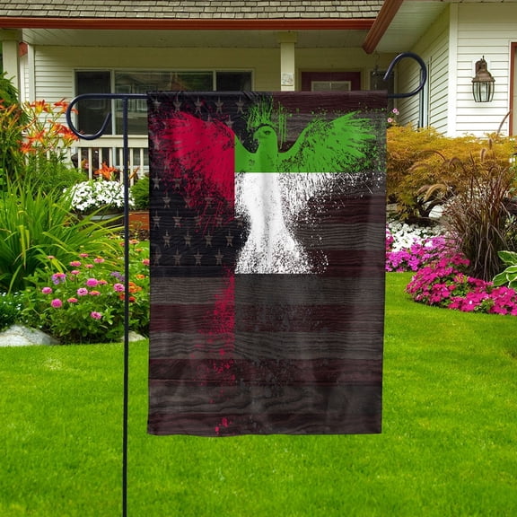 American Flag- Emirian Flag United Arab Emirates US Friendship Forever July 4 Decoration Garden Flag, Double-Sided Decorative Outdoor Flag, Patriotic Polyester Yard Flag 12 x 18 in