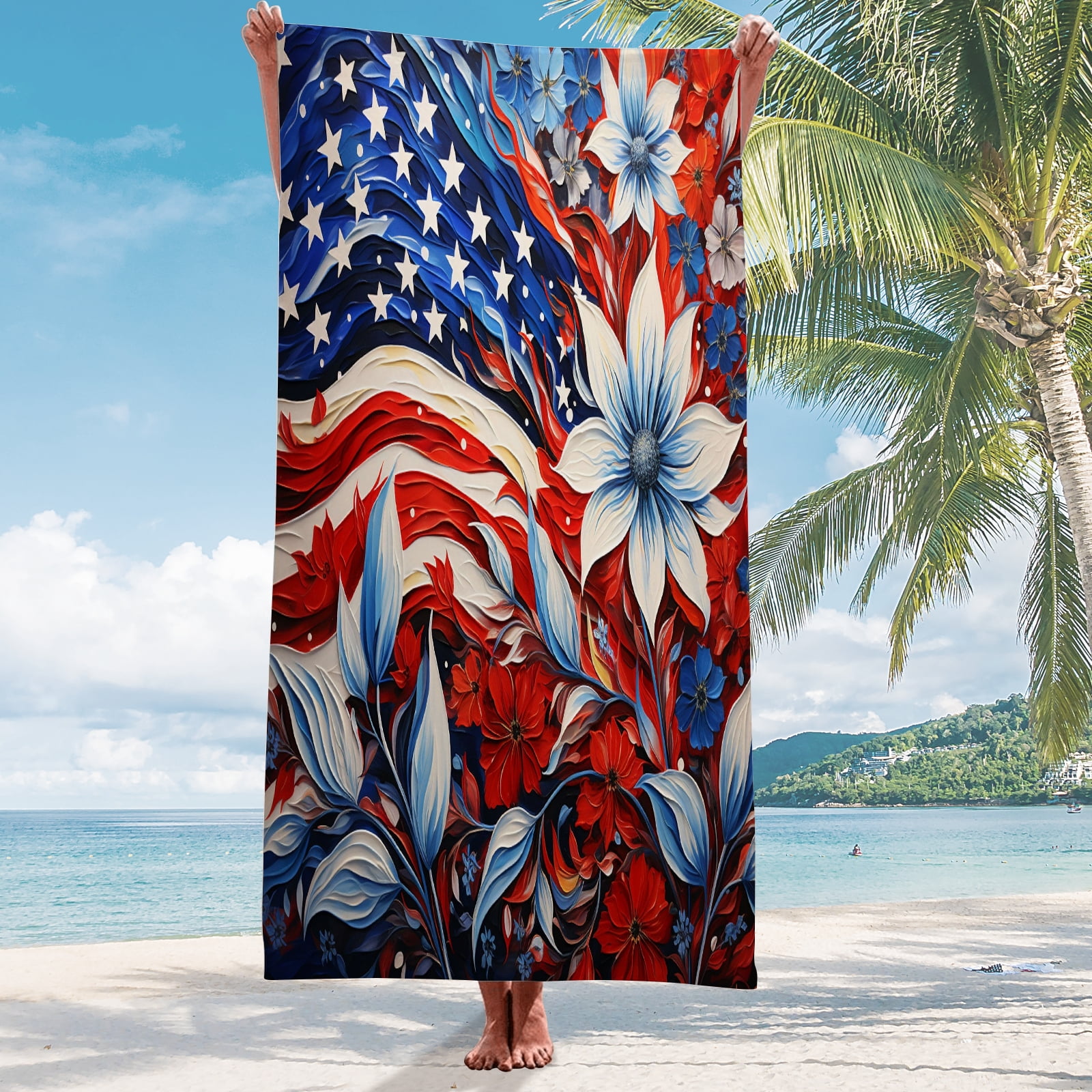 American Flag Extra Long Beach Towels 4th of july Travel Beach Towels