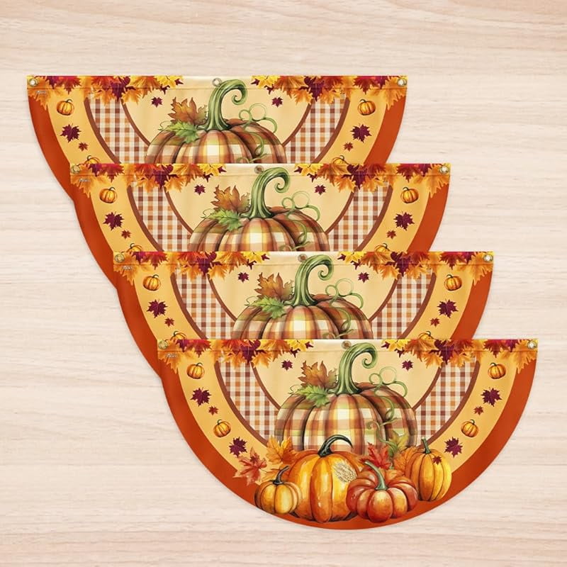 American Flag Fall Flag Pumpkin Thanksgiving Non-Pleated Fan Flag, 3x6 ...
