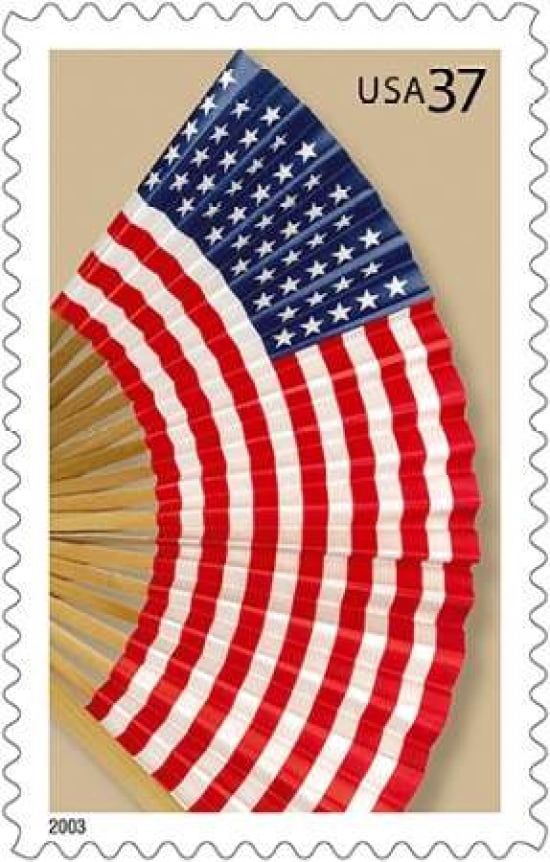American Flag Fan Canvas Art - US POSTAL SERVICE (24 x 36)