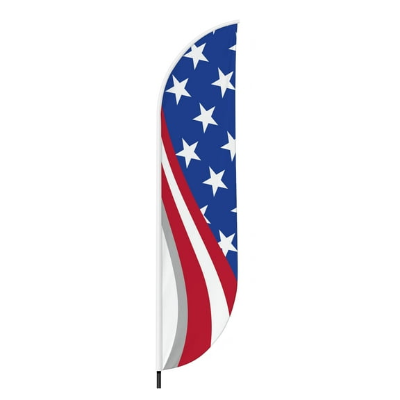 American Flag Feather Flag(11.5feetX2.5feet) by DreamController | Outdoor Business Advertising Tall Flag | Weather-Resistant Knitted Swooper Flag | Made in USA | HD Print (Flag Only)