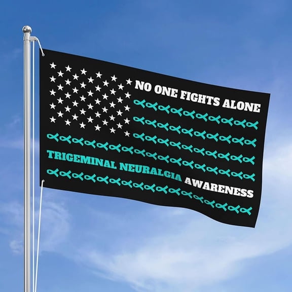 American Flag Fight Trigeminal Neuralgia Awareness Flags For Outside 3x5 Ft Three Layers Of Fabric Sewing Double-Sided Printing 3x5 Feet Banner Heavy Duty Durable Outdoor Decorative