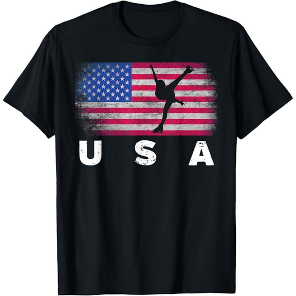 American Flag Figure Skating | Cute US Skaters Shirt Gift T-Shirt