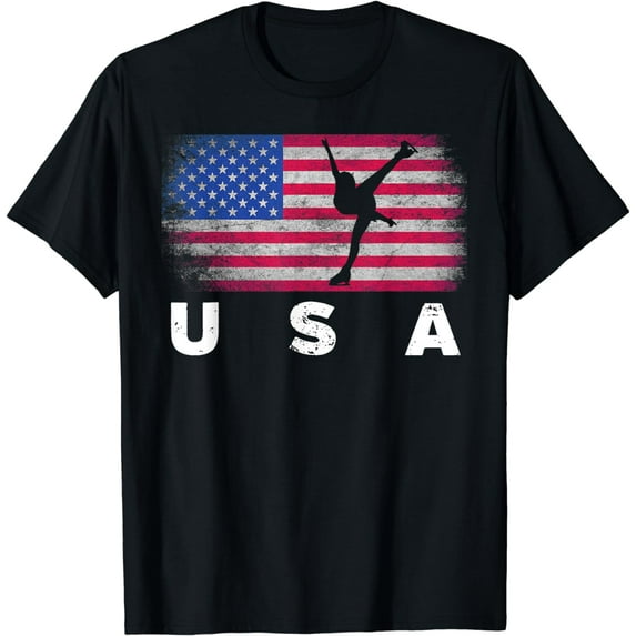 American Flag Figure Skating | Cute US Skaters Shirt Gift