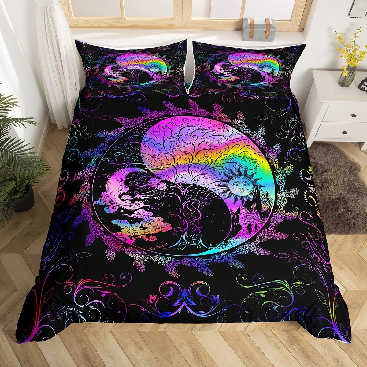 American Flag and Fire Truck Duvet Cover Set Twin Size, Red Fire