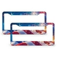 thumbnail image 1 of American Flag Fireworks License Plate Frame 2 Pieces Independence Memorial Day Car Front License Plate Frame for Women Men Auto Decoration Hardware 2 Round Holes Quality Aluminum License Plate Cover, 1 of 6