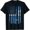thumbnail image 1 of American Flag Fish Fisher Fisherman Funny Bass Fishing USA T-ShirtMen and women, Black T-shirt, size: Extra large, 1 of 4