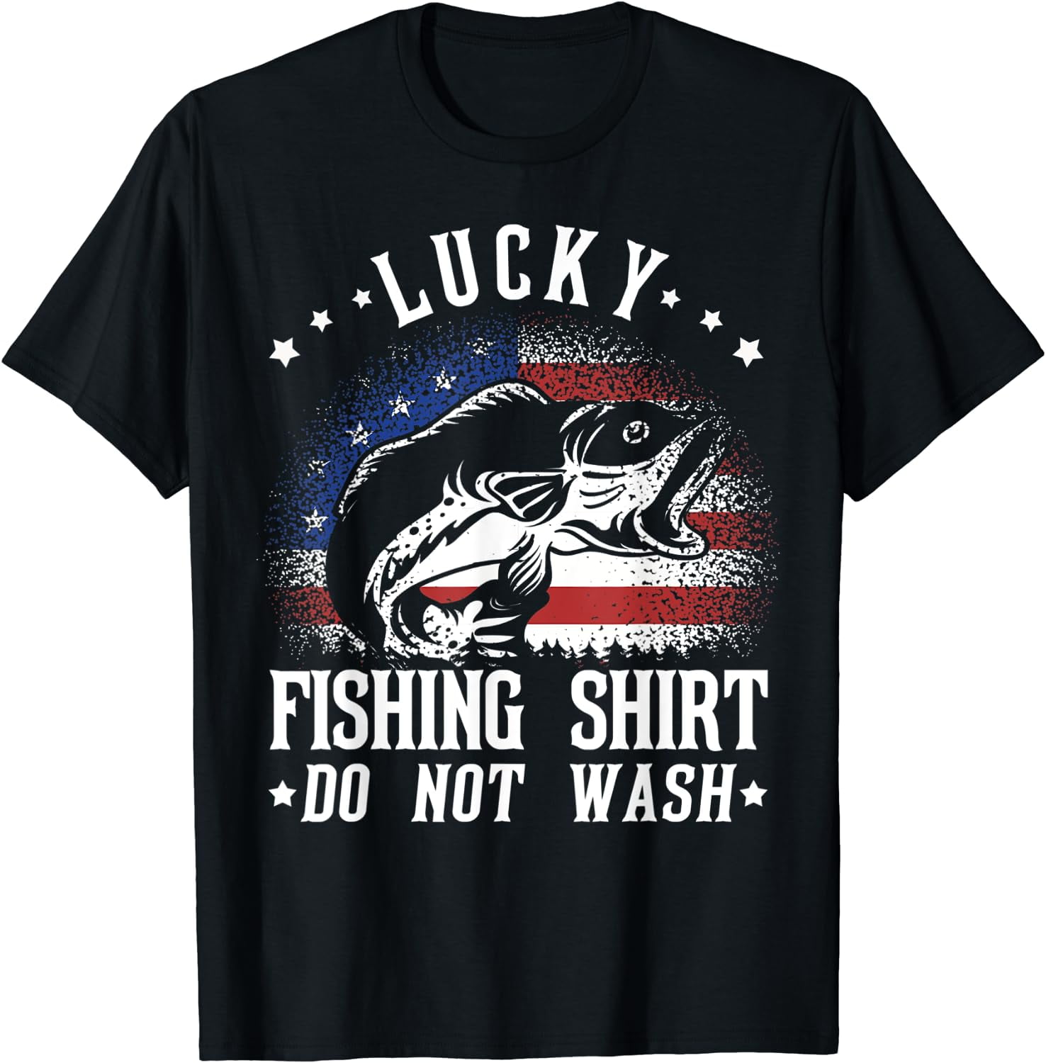 American Flag Fish Fisher Fisherman Funny Bass Fishing USA T-Shirt 